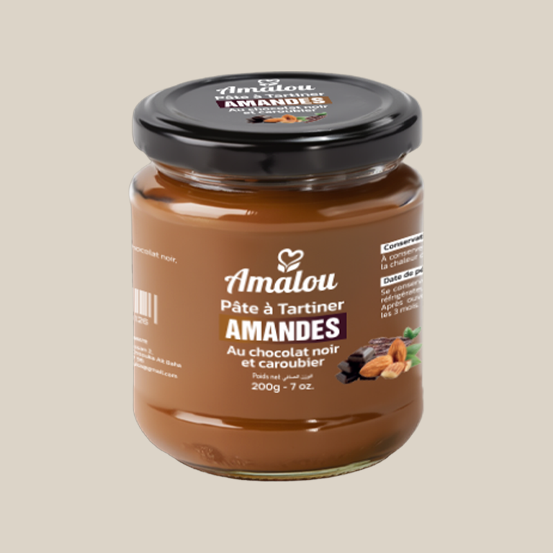 Pâte à Tartiner Amandes au Chocolat Noir & Caroubier – La Gourmande (200g)